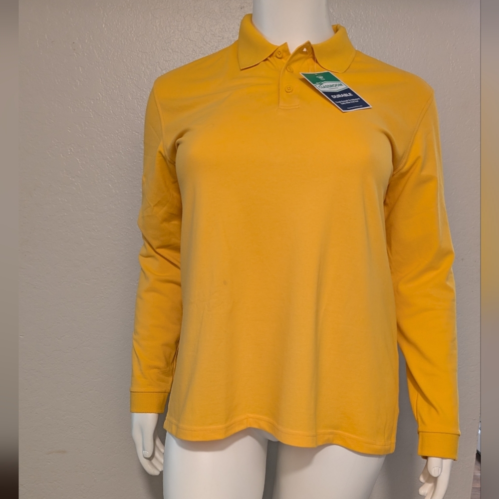 Classroom Uniforms Unisex Long Sleeves Gold Women's Men's Large Top NWT